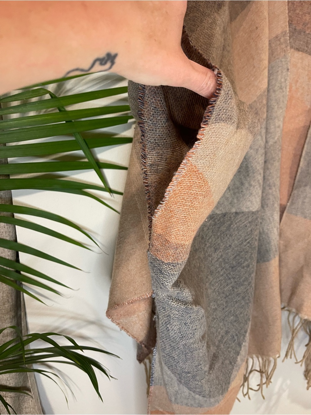 a.n.a Neutral Striped Fringe Wrap in Beige, Gray and Taupe - Picture 3 of 3